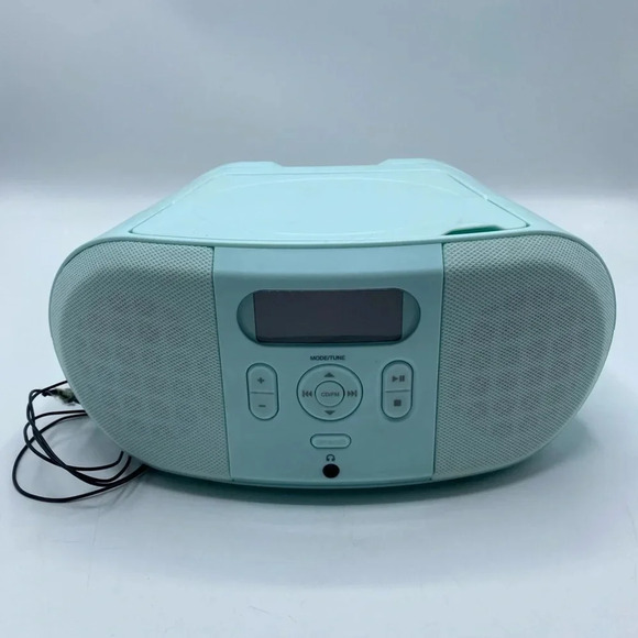Portable ONN Groove CD Player FM Radio 100008716 Light Blue Green Missing Cord - Picture 1 of 6